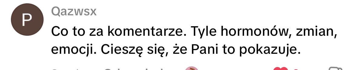 Komentarz doceniający pokazywanie emocji i zmian