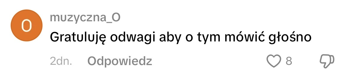 Komentarz z gratulacjami za odwagę mówienia o trudnym temacie