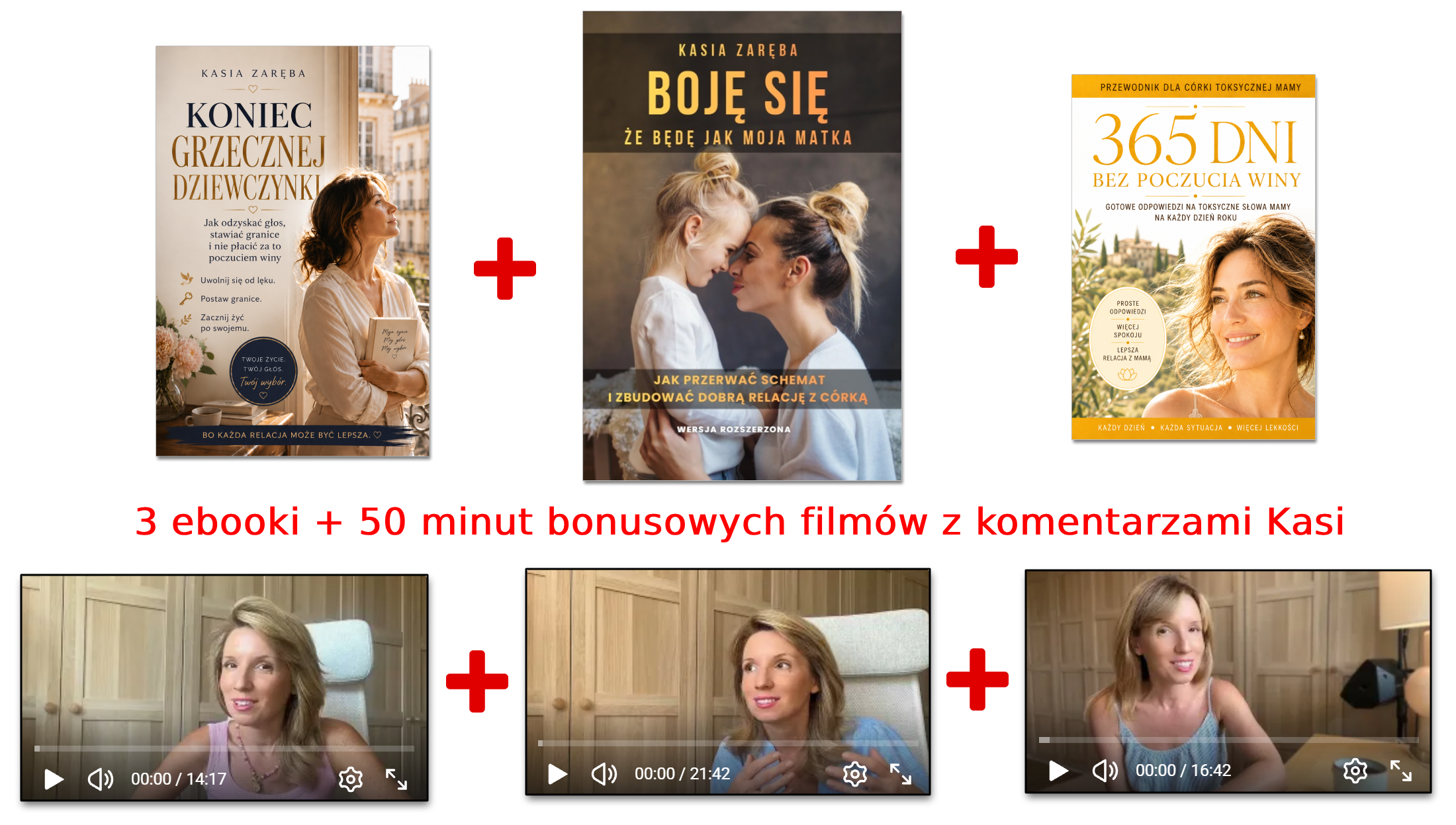 Pakiet: 3 eBooki i ok. 50 minut bonusowych filmów z komentarzami Kasi